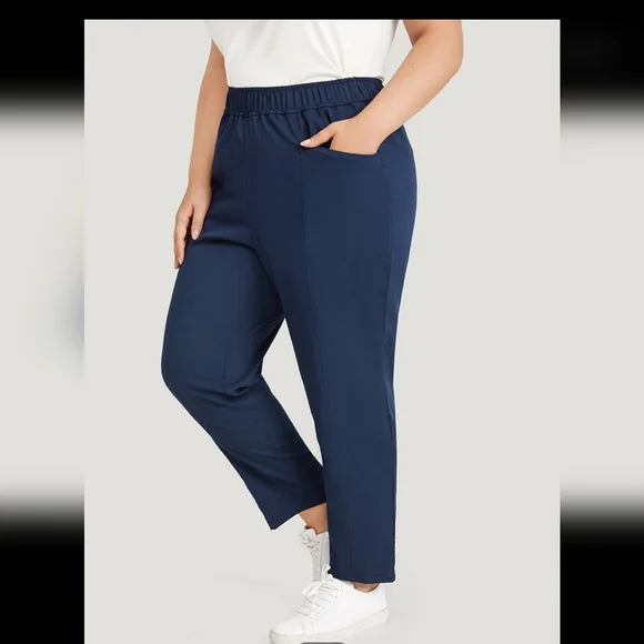 Bloomchic Solid Elastic‎ Waist Pocket High Rise Pants - Picture 6 of 11